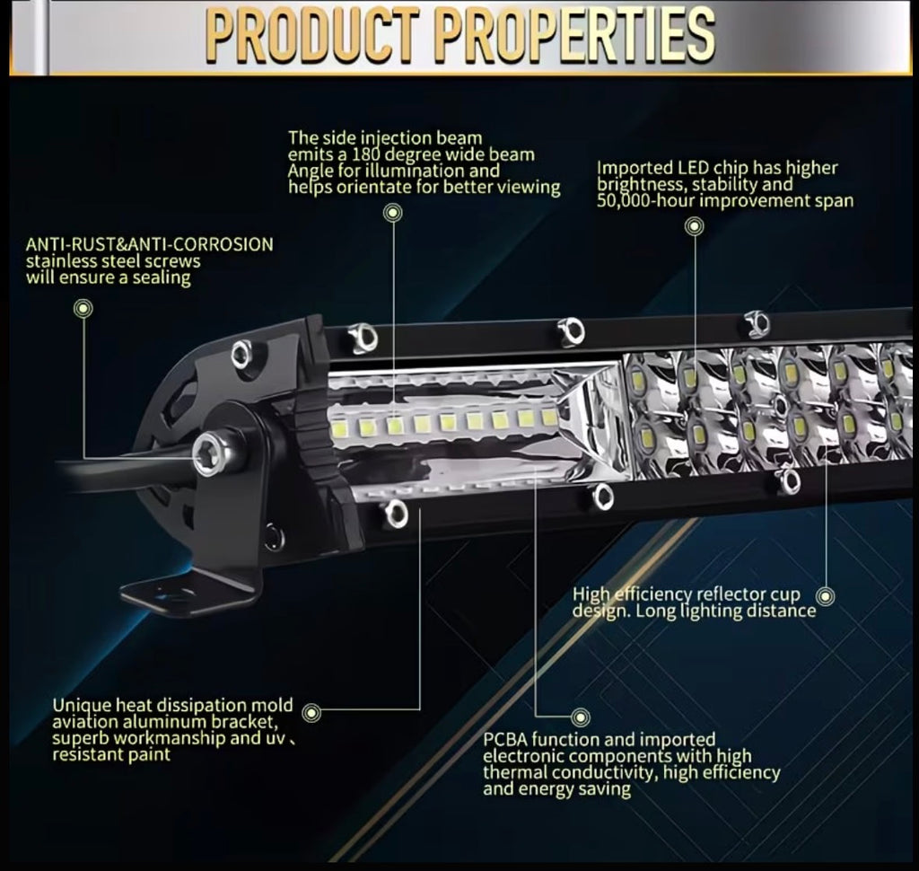 8 Inch LED Light Bars - Dual Row Ultra Thin